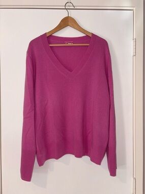 J. Crew Pink V-Neck Cashmere Sweater
